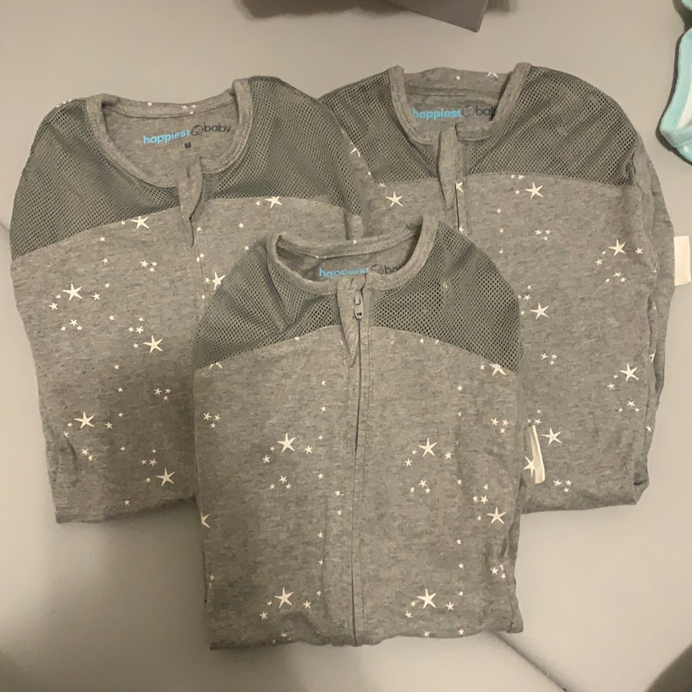 Happiest Baby Sleepea swaddles S/M/L bundle grey w/ stars